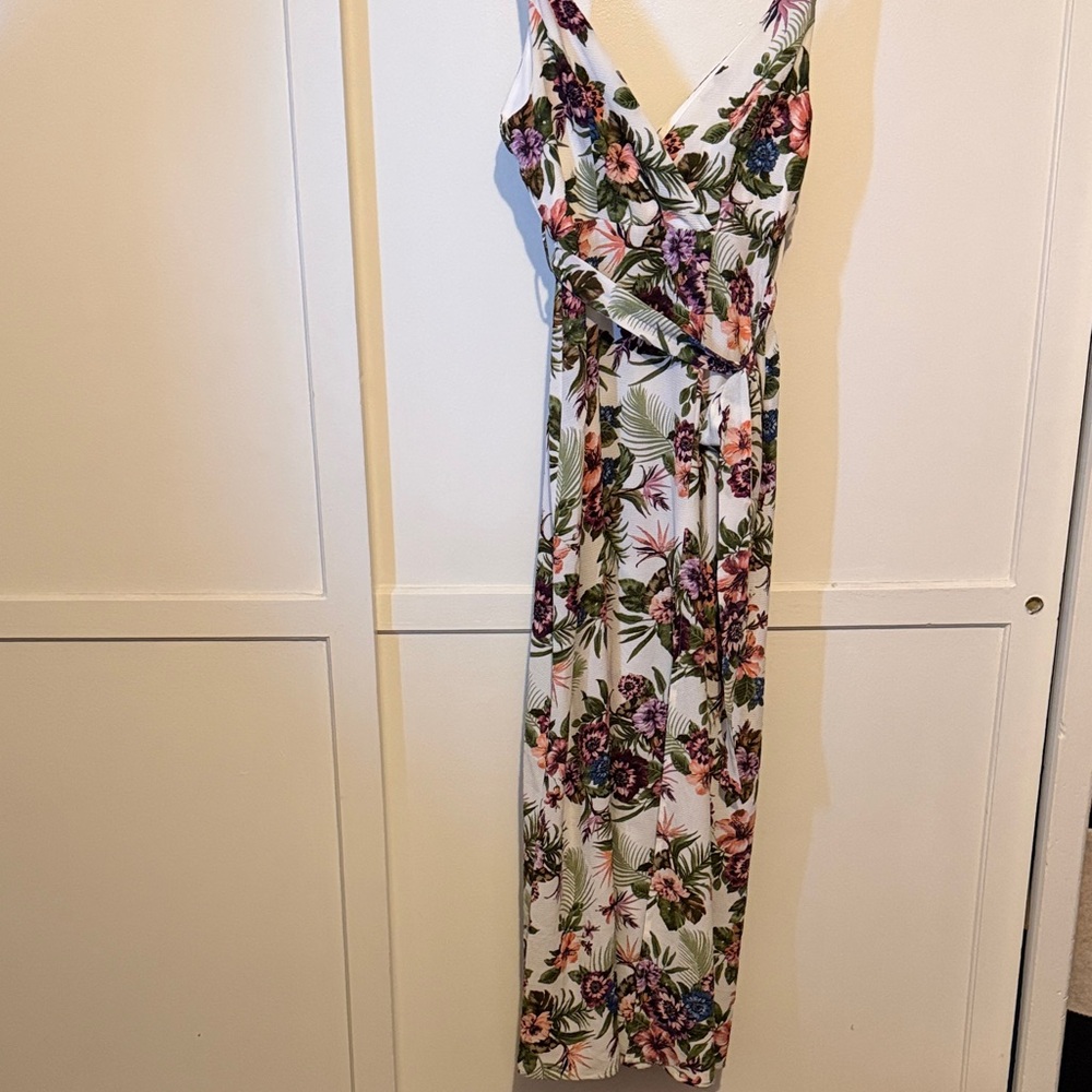iris White Floral Maxi Dress with Pink, Purple & Green Print